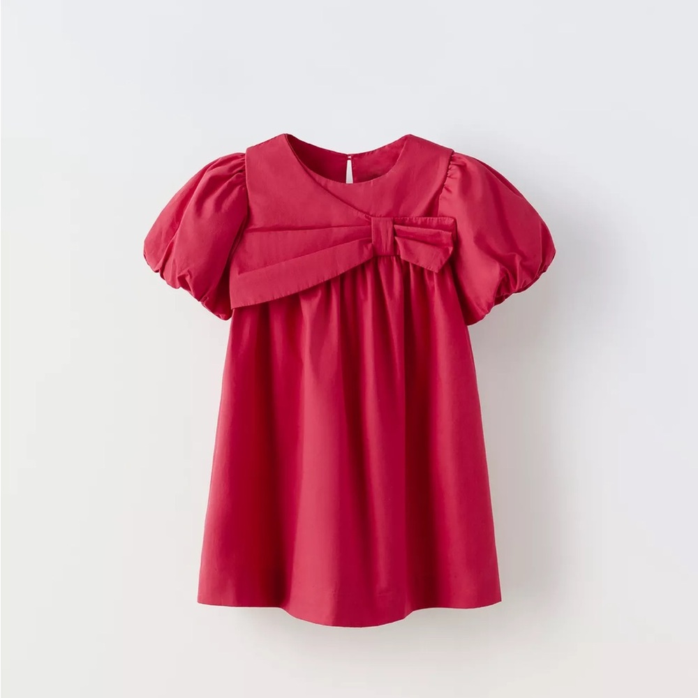 Zara girls poplin dress with bow size 2-3 years